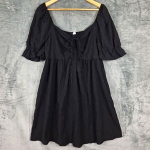 Womens Top XXL Black Babydoll Y2K‎ Whimsigoth Fairy Grunge Goth Mini Witchy Boho